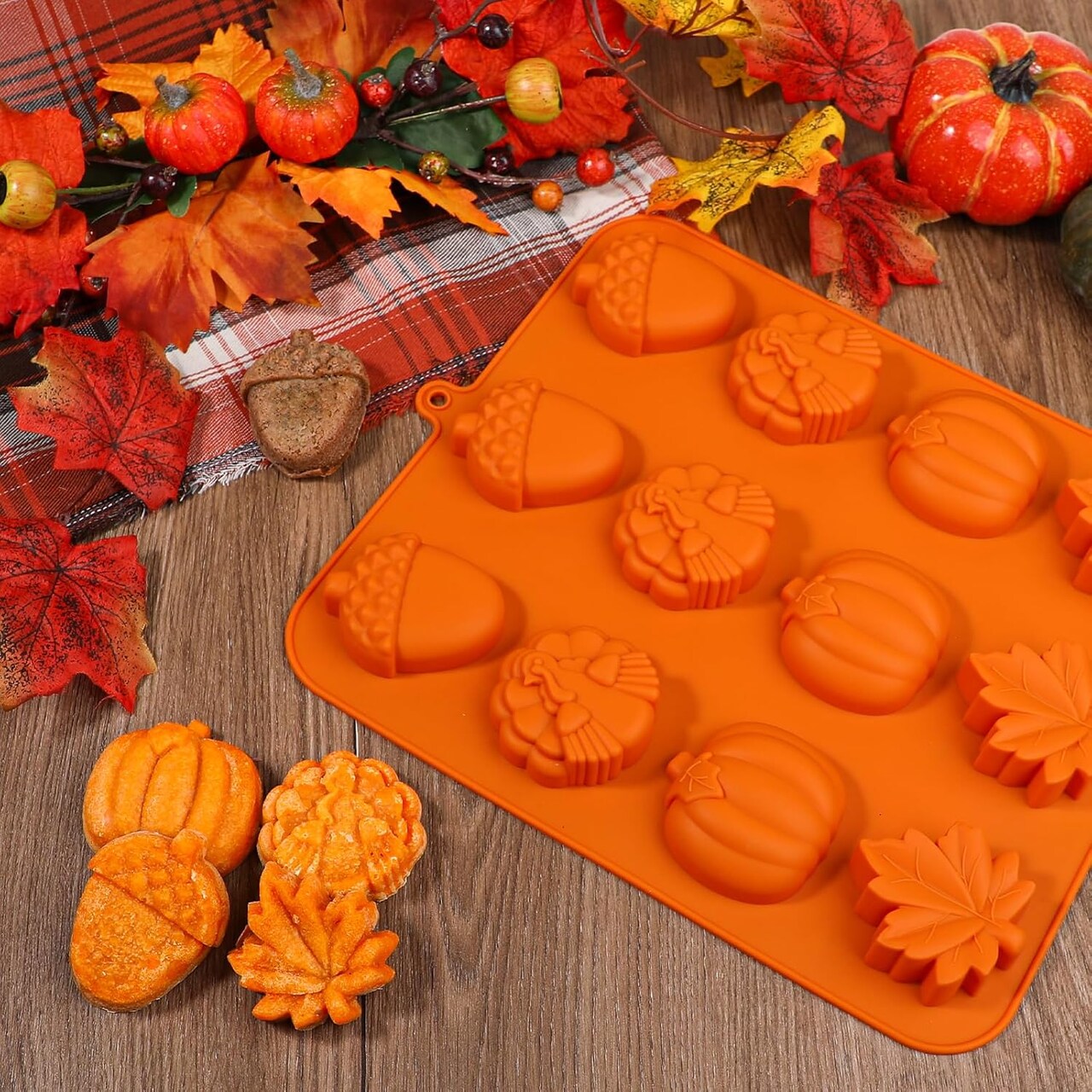 Fall Silicone Mold Halloween Thanksgiving Fall Theme Silicone Mold(Orange)